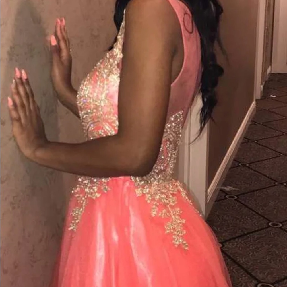 Coral ball gown dress